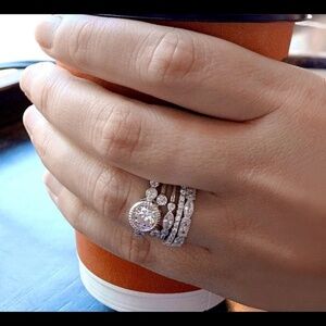 Sterling silver CZ stack rings